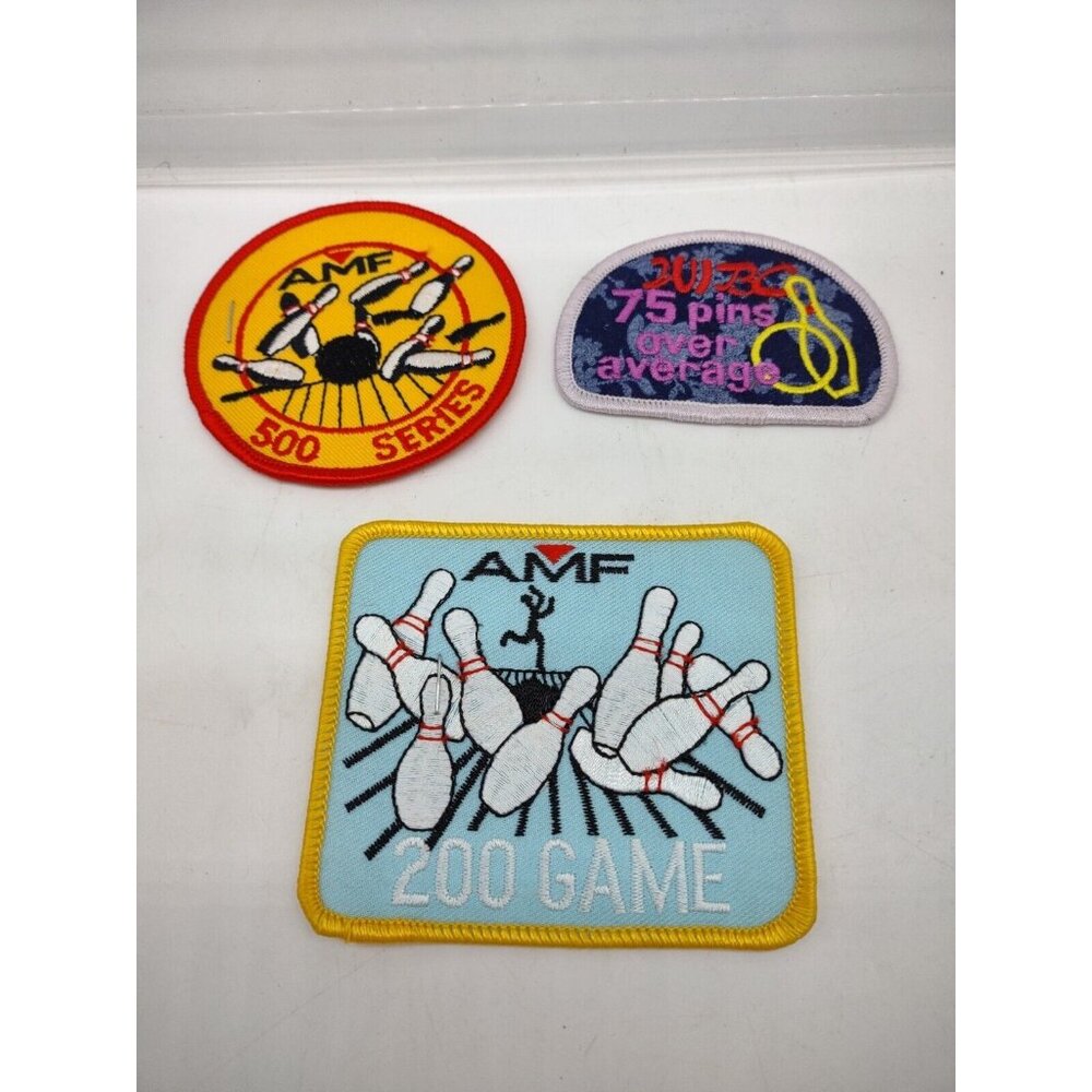 3 Vintage NOS AMF Patches Bowling Shirt Jacket Patch Lebowski Hipster Accent